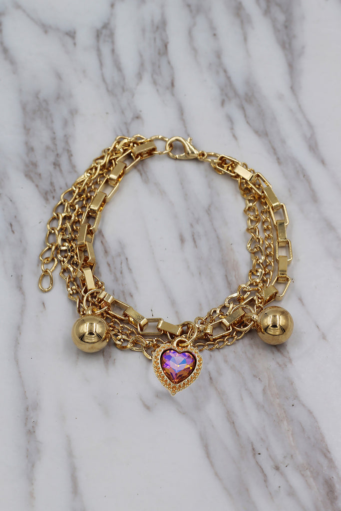 fashion crystal love pendant bracelet