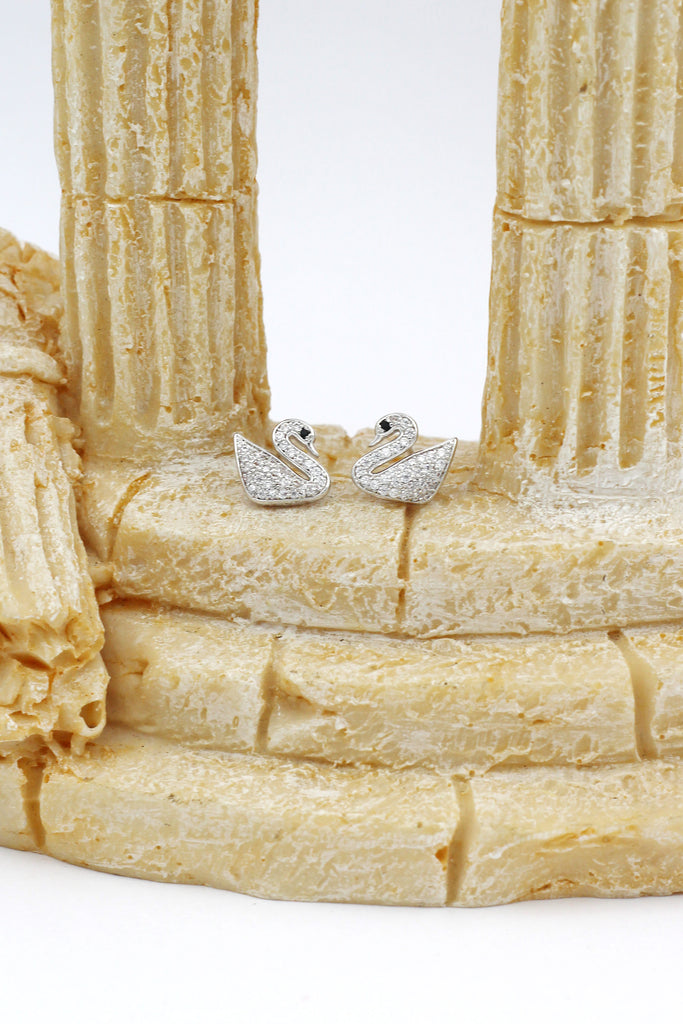 delicate blue eyes swan necklace earrings set