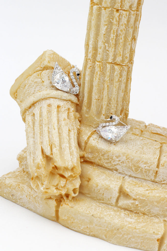 simple crystal swan earrings necklace set