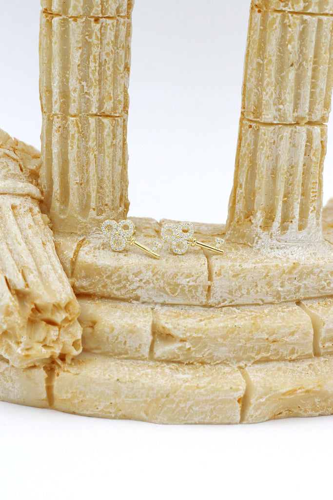 fashion mini crystal key earrings