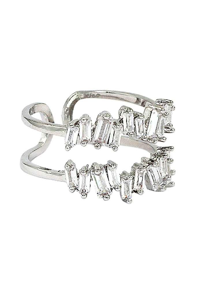 two layers of sparkling crystal silver ring
