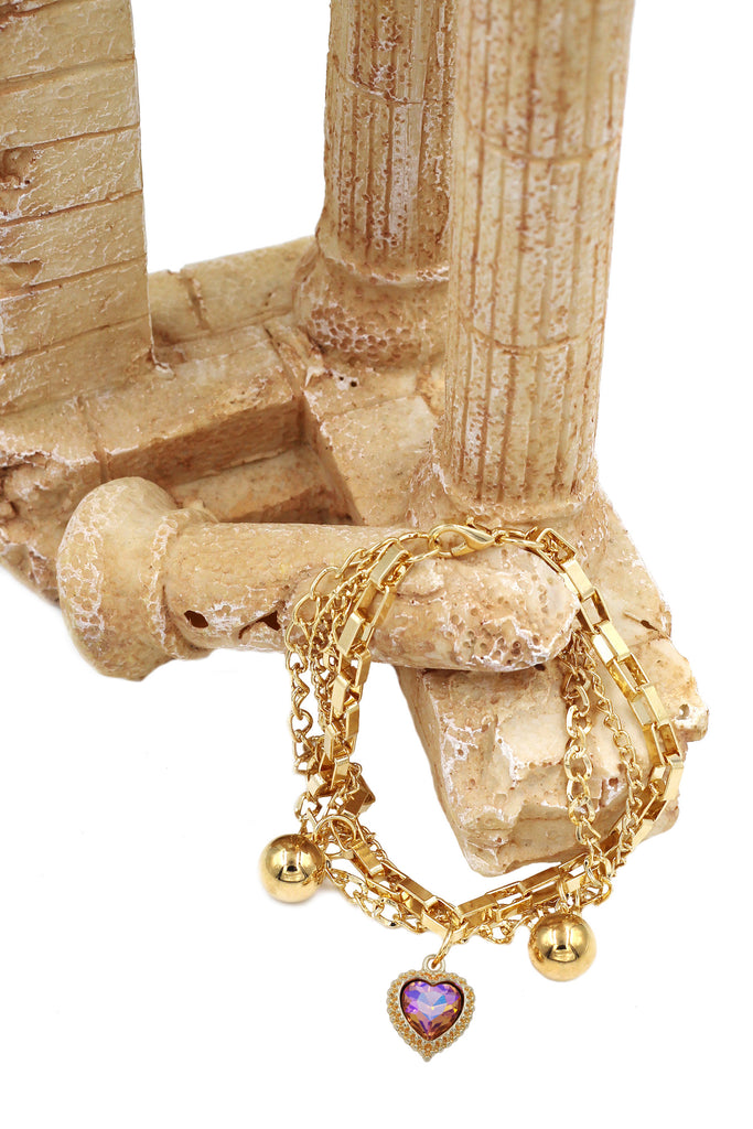 fashion crystal love pendant bracelet