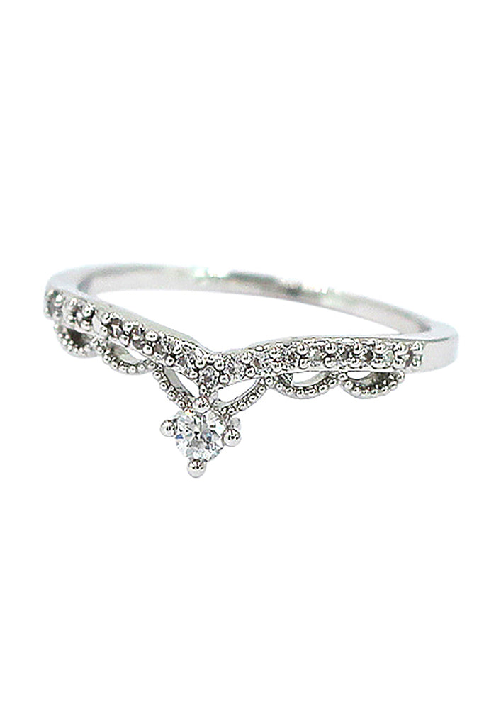 small crown micro-crystal silver ring