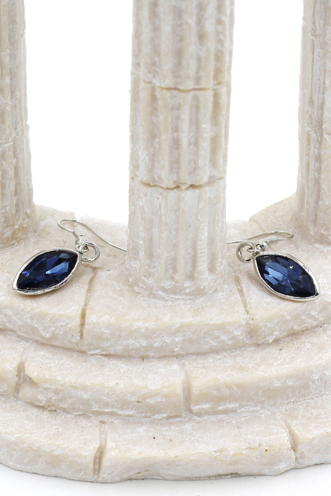 fashion transparent and blue crystal necklace earrings silver sets