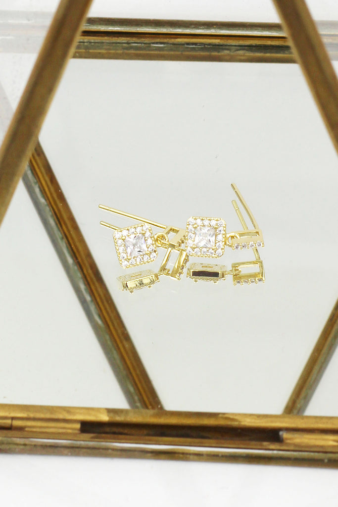 mini square crystal earrings