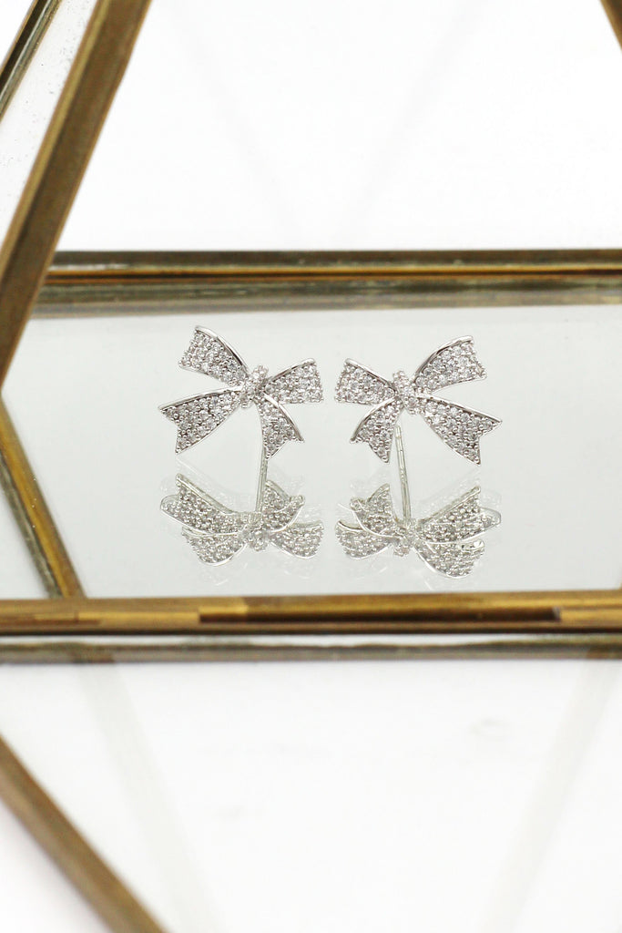 fashion bow crystal ring earrings set