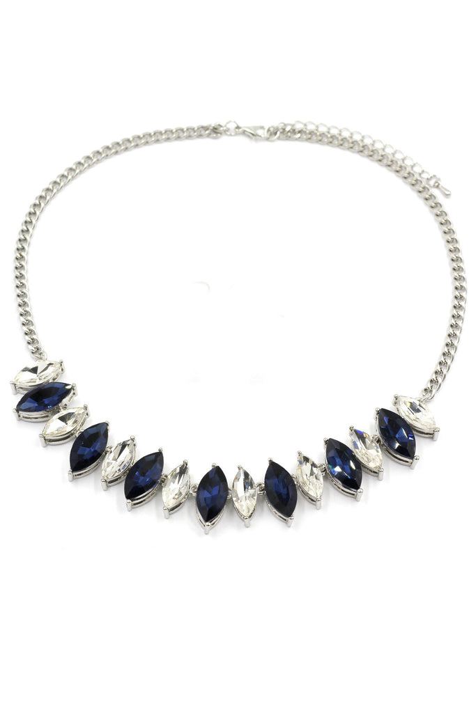 fashion transparent and blue crystal necklace