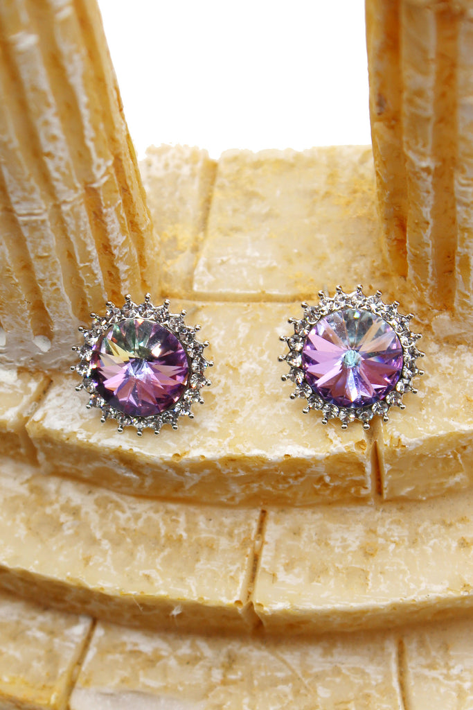 Big diamond multi-colored earrings