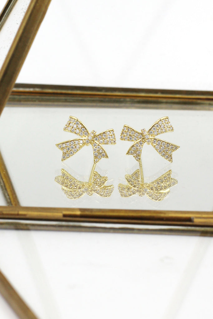 cute crystal bow earrings