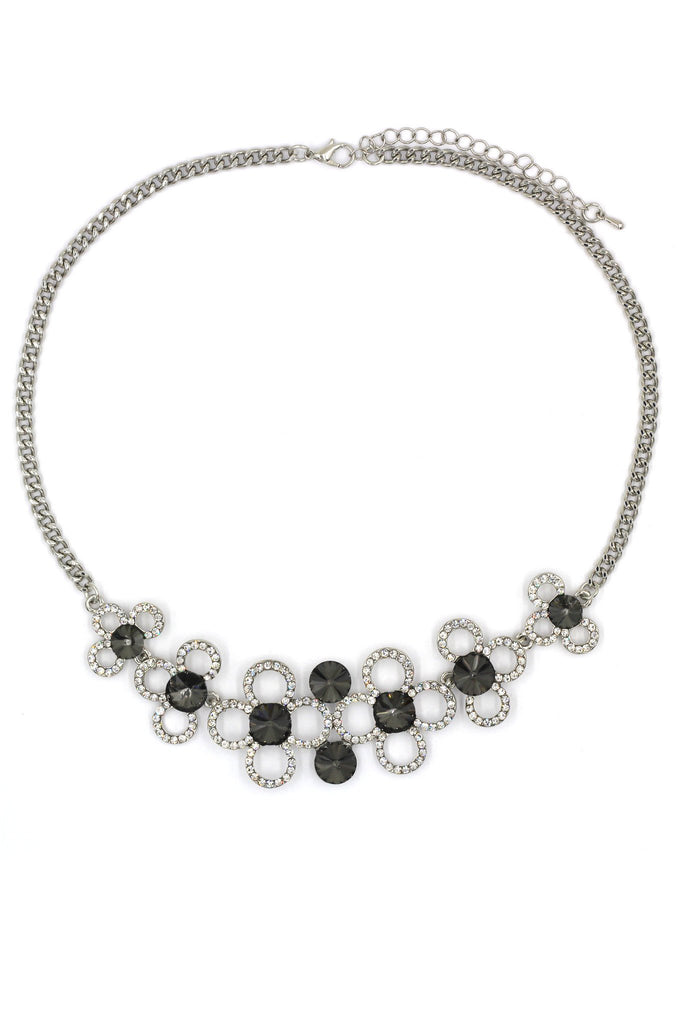 fashion circle flower crystal necklace earrings sets