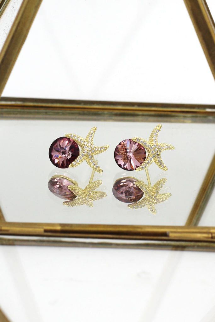 hot sale crystal star earrings necklace set