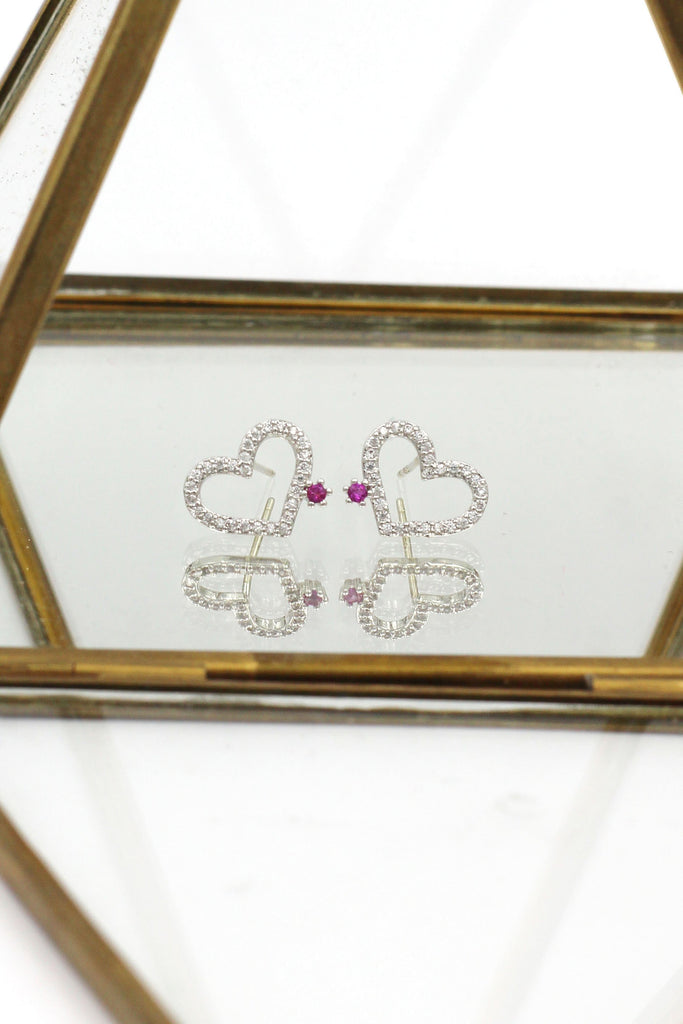 elegant cute love heart crystal earring necklace set
