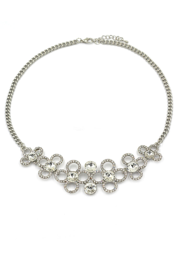 fashion circle flower crystal necklace earrings sets