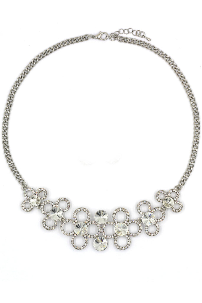 fashion circle flower crystal necklace earrings sets