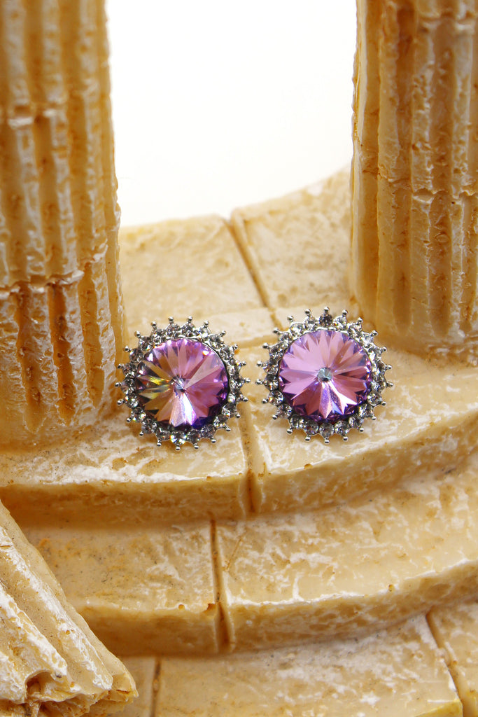 Big diamond multi-colored earrings
