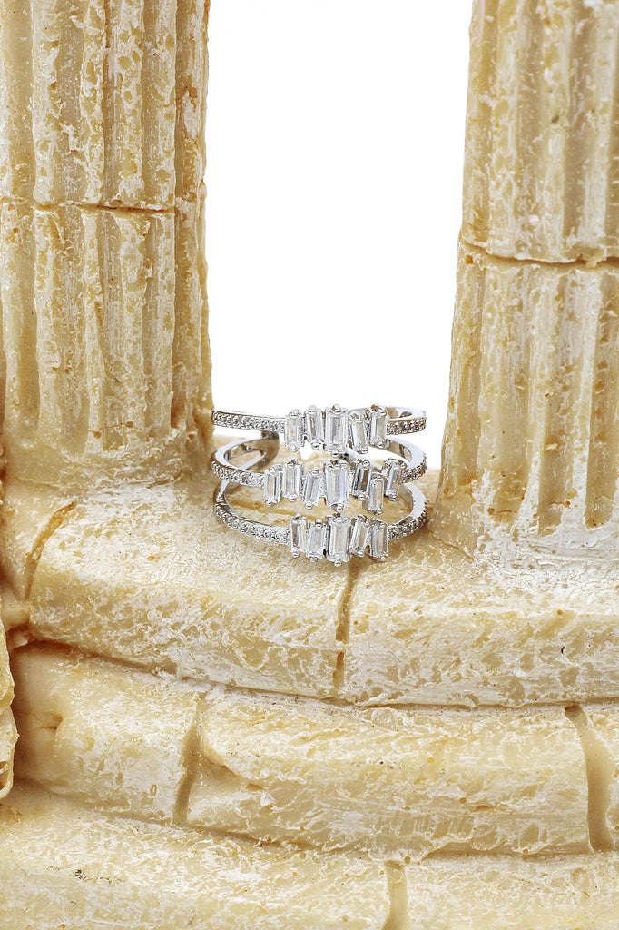 three layers of sparkling crystal ring