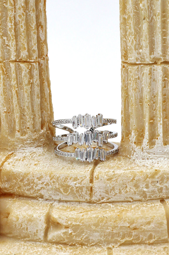 three layers of sparkling crystal ring