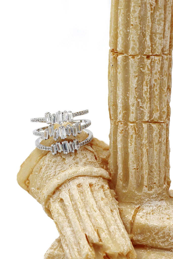 three layers of sparkling crystal ring