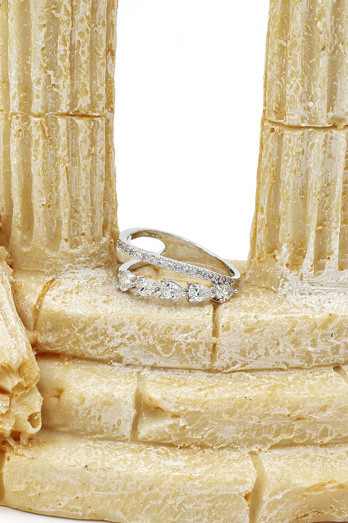 delicate micro crystal silver ring