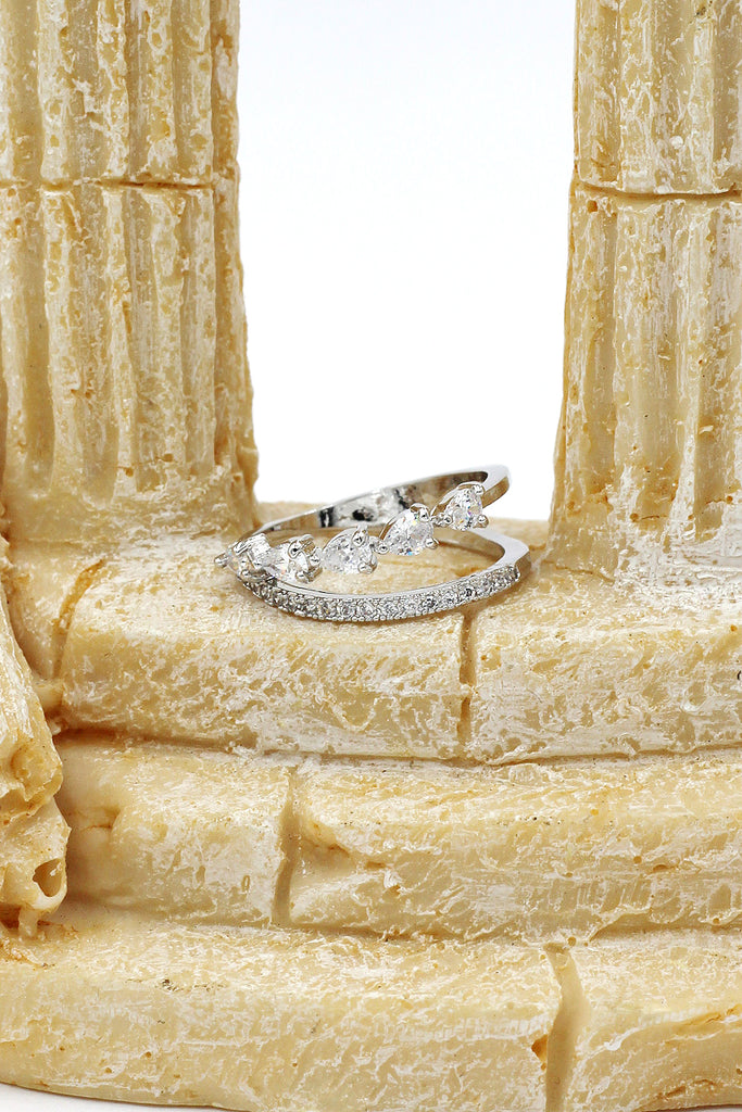delicate micro crystal silver ring