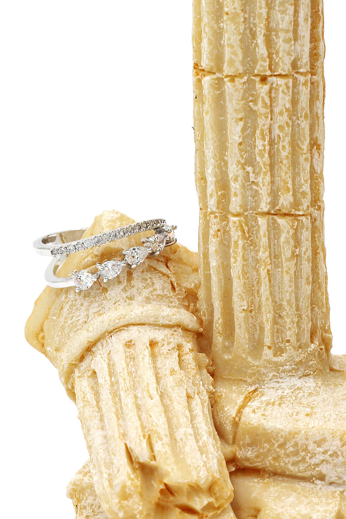 delicate micro crystal silver ring