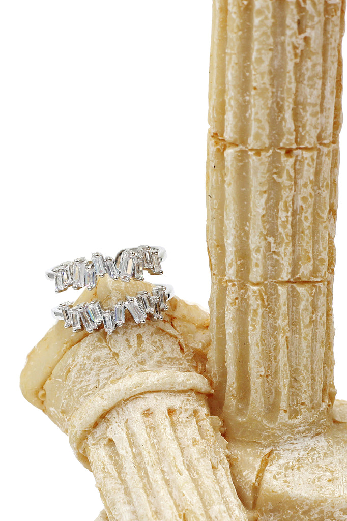 two layers of sparkling crystal silver ring