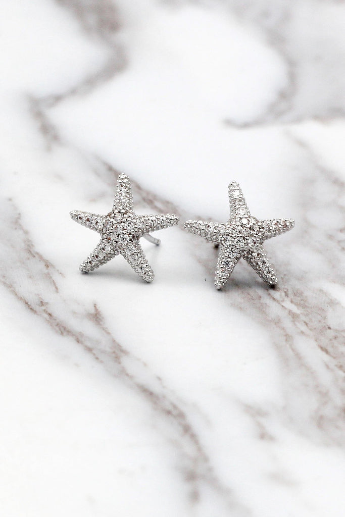 Star Moon Crystal Necklace and Earring Set