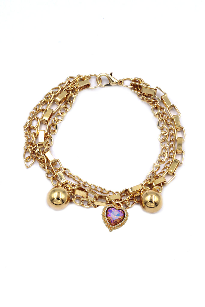 fashion crystal love pendant bracelet