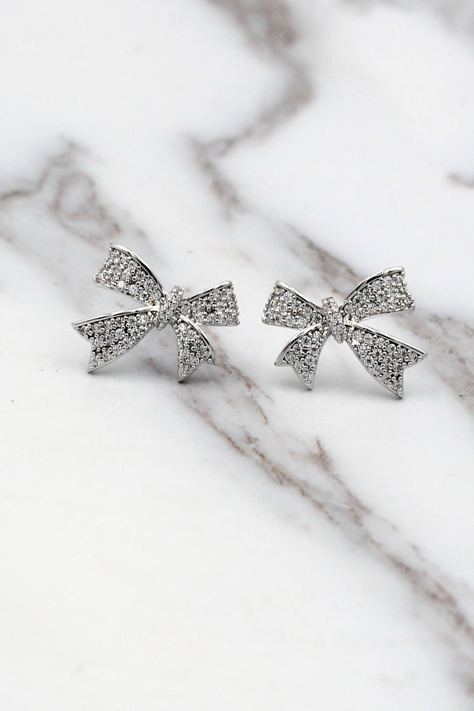 fashion bow crystal ring earrings set