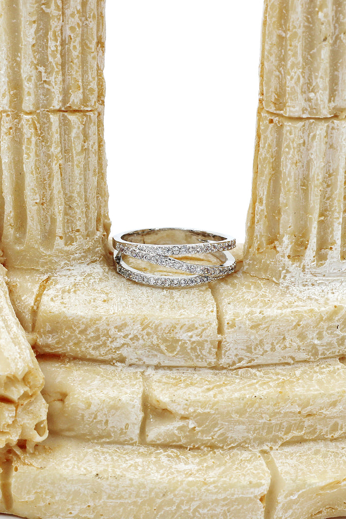 flashing micro crystal silver ring