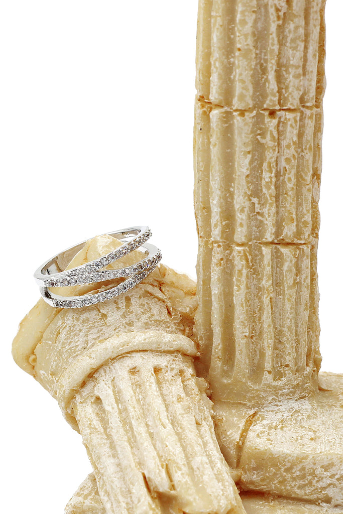 flashing micro crystal silver ring