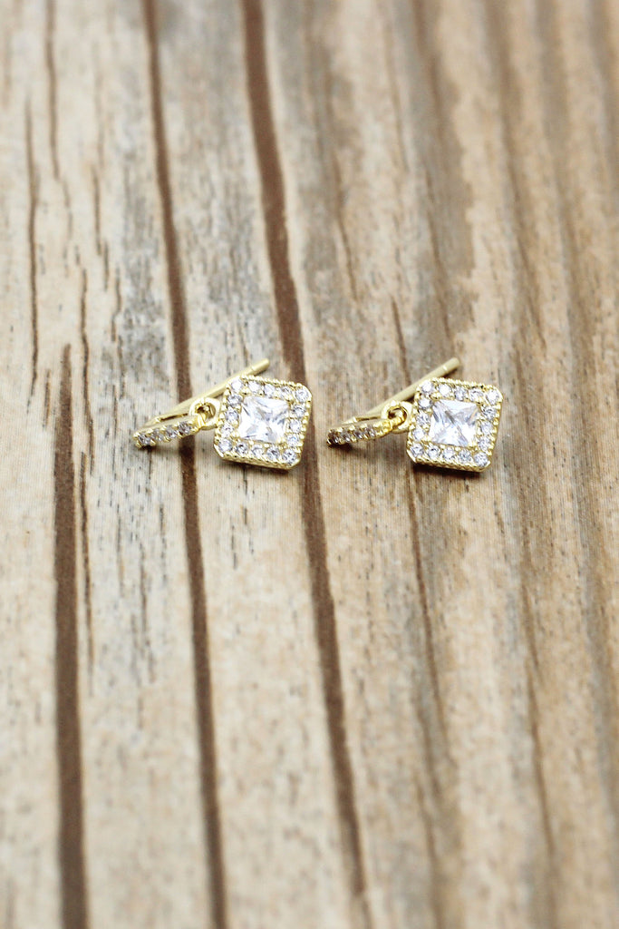 fashion small square crystal earrings necklace set