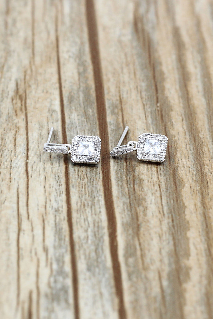 fashion small square crystal earrings necklace set