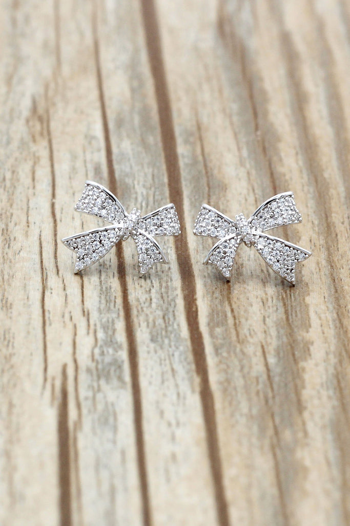 fashion bow crystal ring earrings set