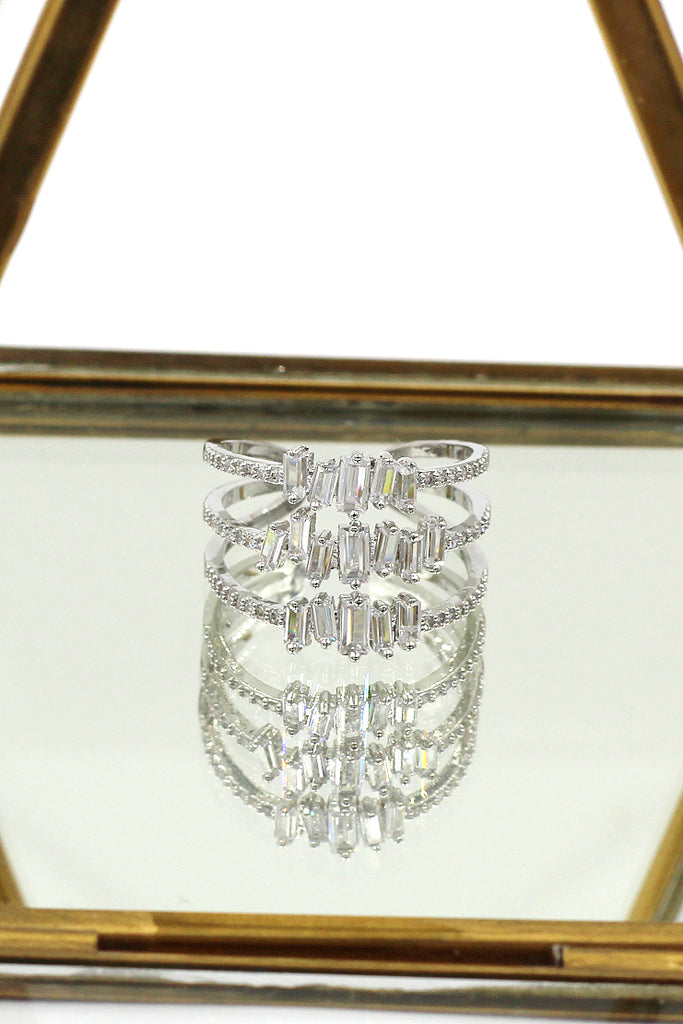 three layers of sparkling crystal ring