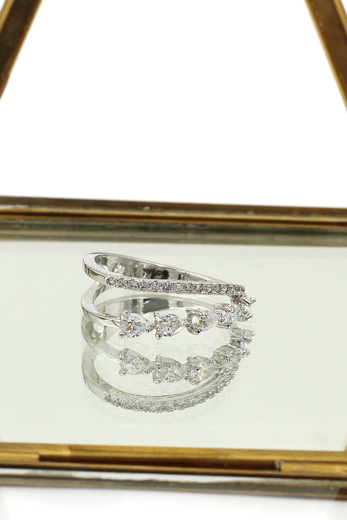 delicate micro crystal silver ring