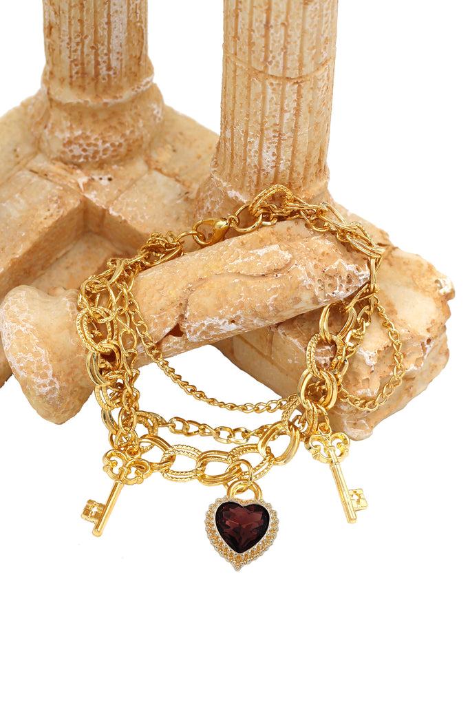 fashion love key crystal bracelet