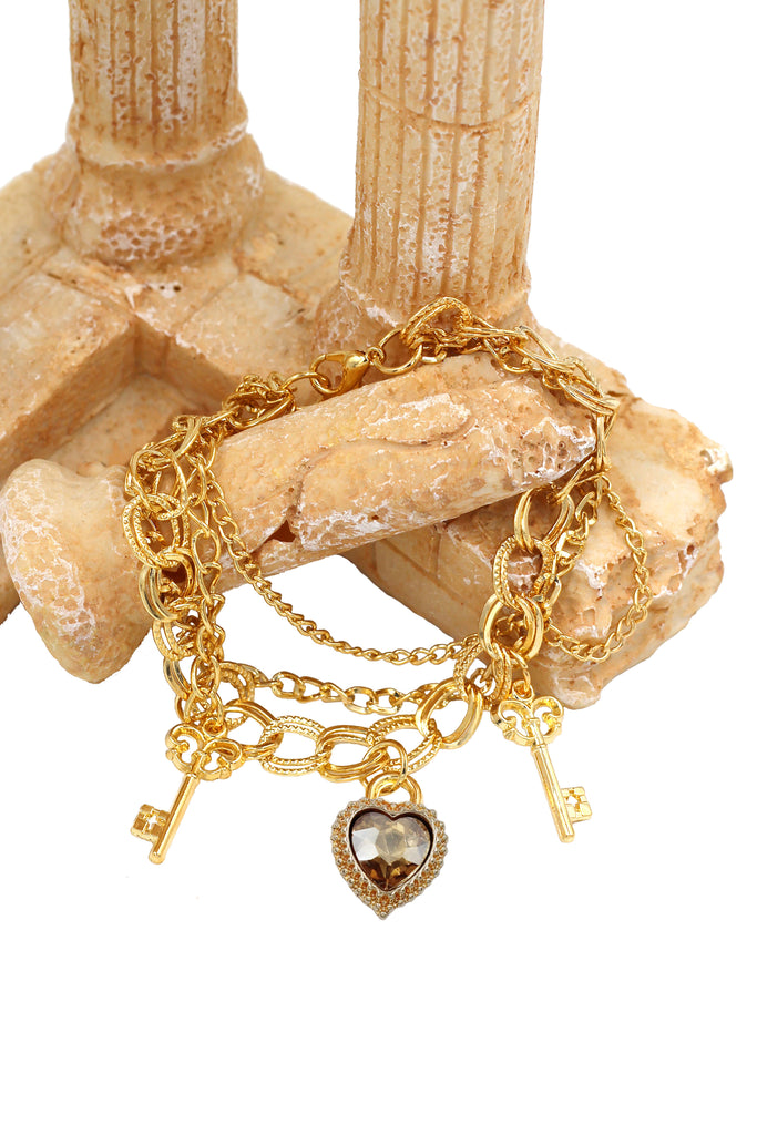 fashion love key crystal bracelet