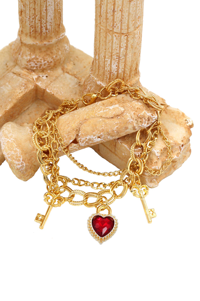 fashion love key crystal bracelet