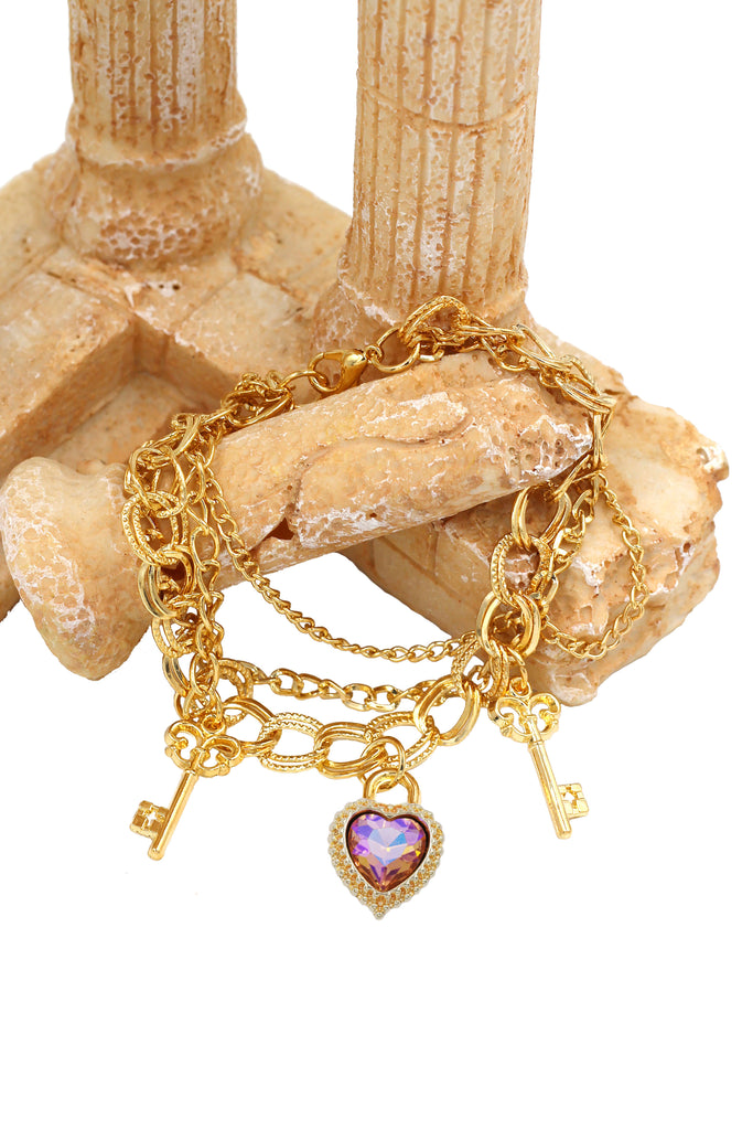 fashion love key crystal bracelet