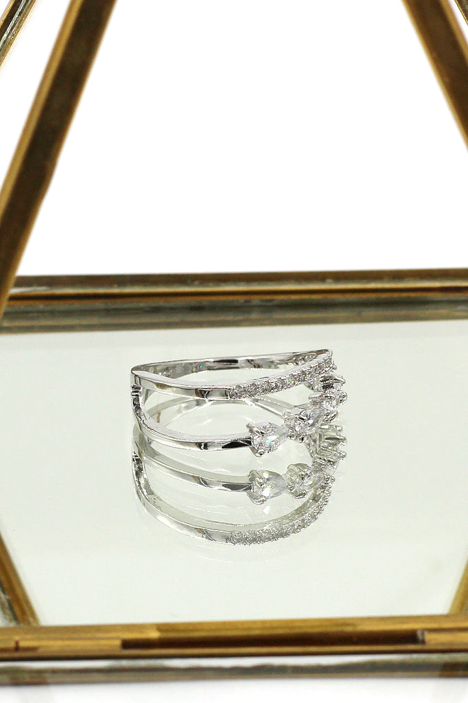 delicate micro crystal silver ring