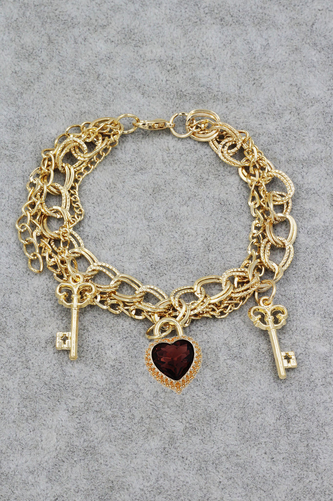 fashion love key crystal bracelet