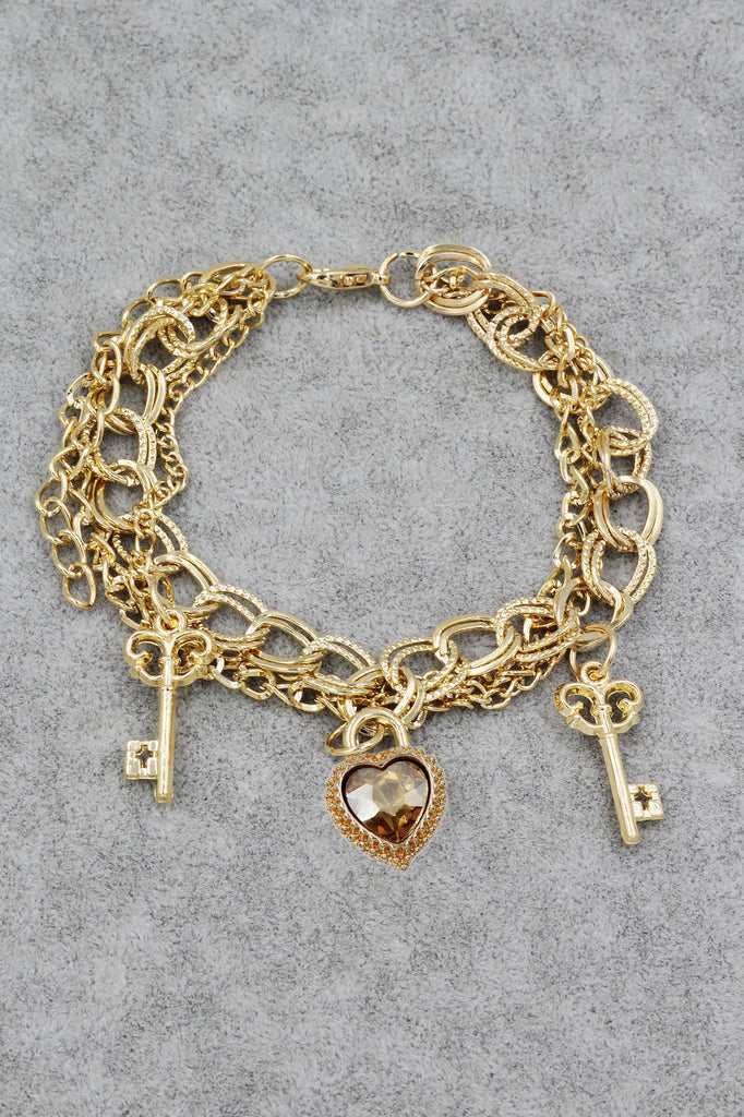 fashion love key crystal bracelet