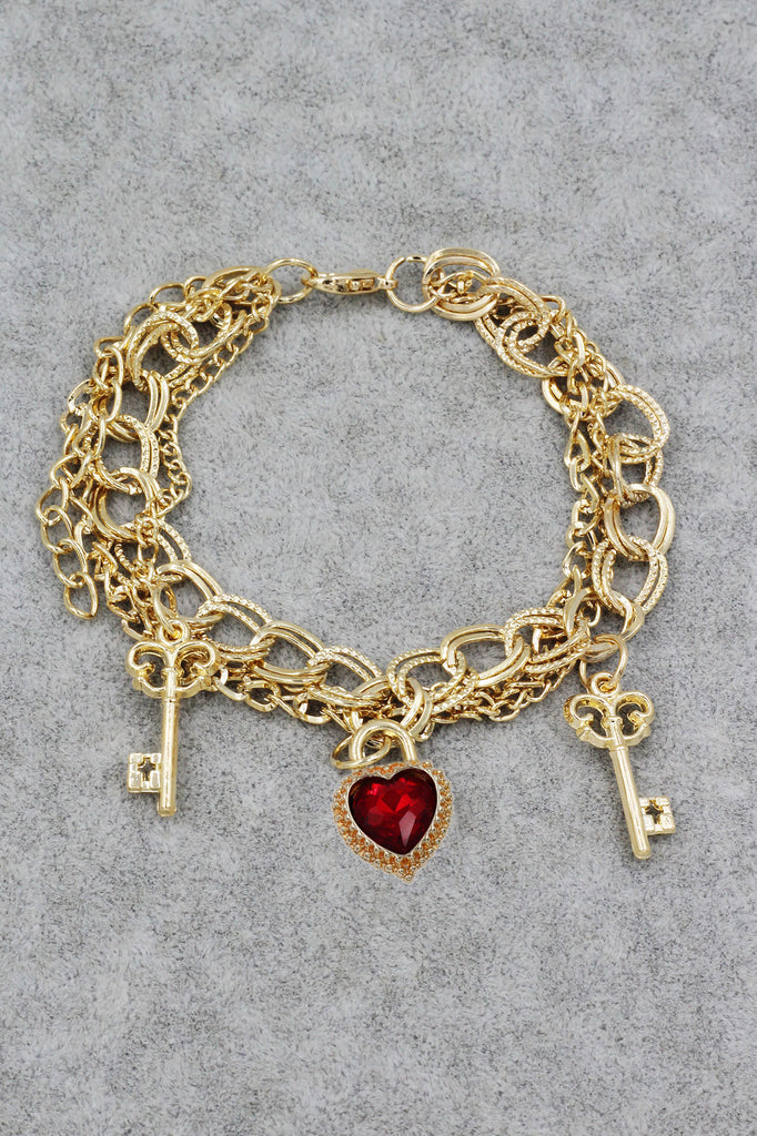 fashion love key crystal bracelet