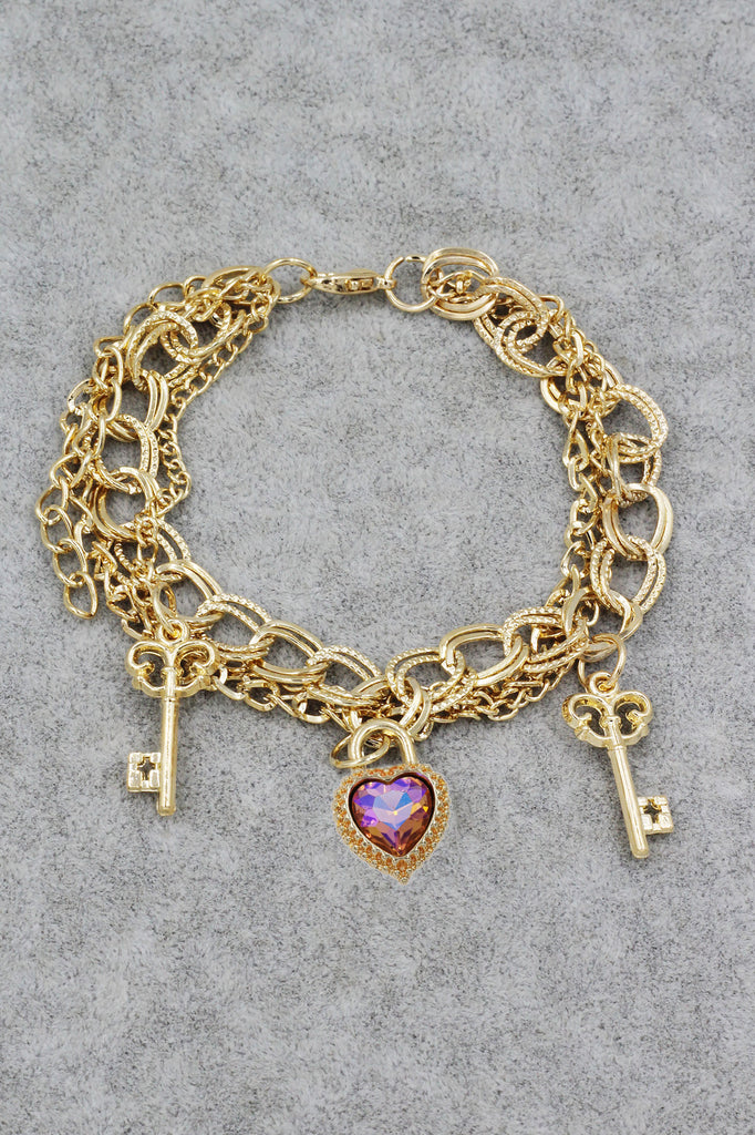 fashion love key crystal bracelet