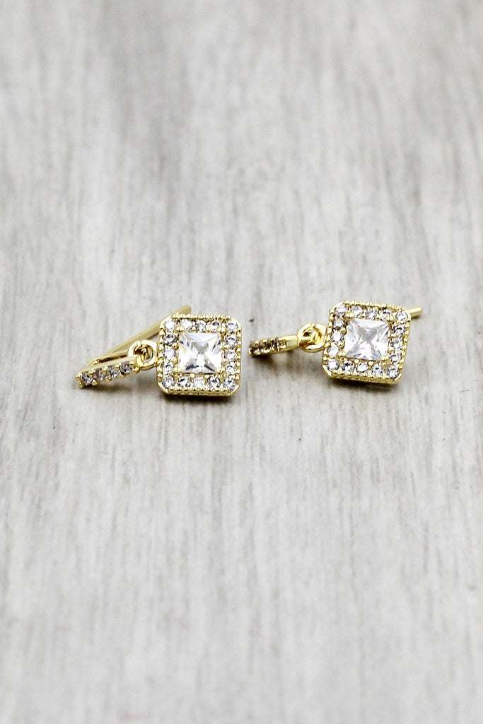 fashion small square crystal earrings necklace set