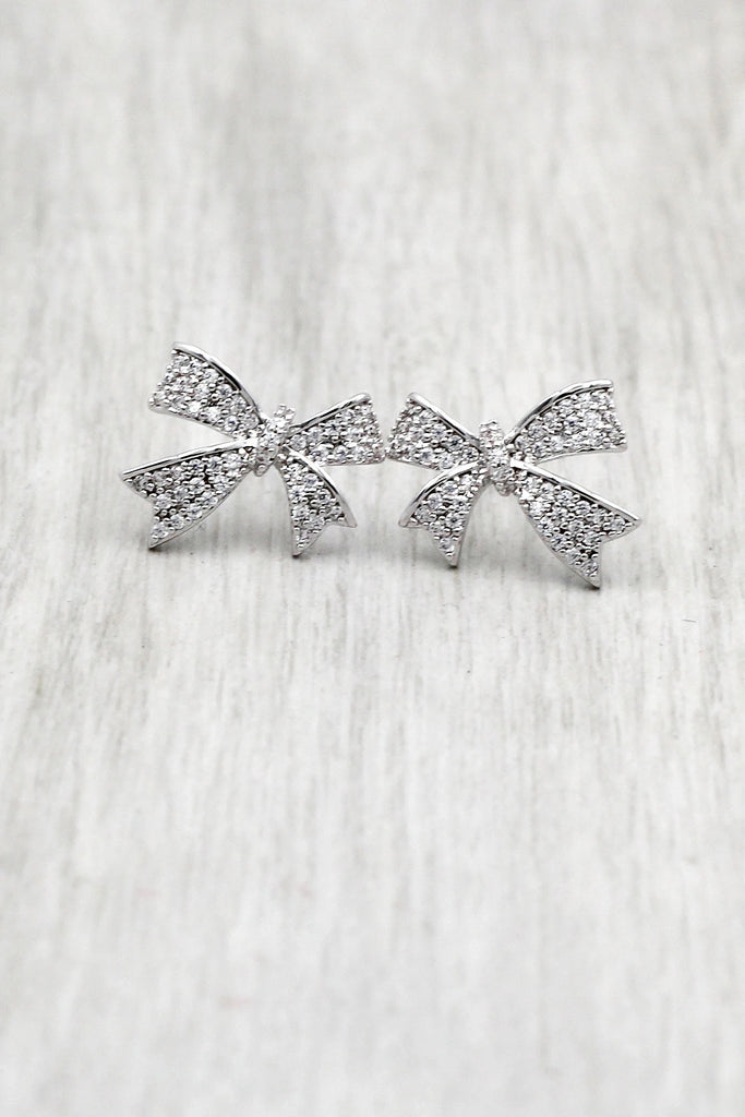 cute crystal bow ring earring set