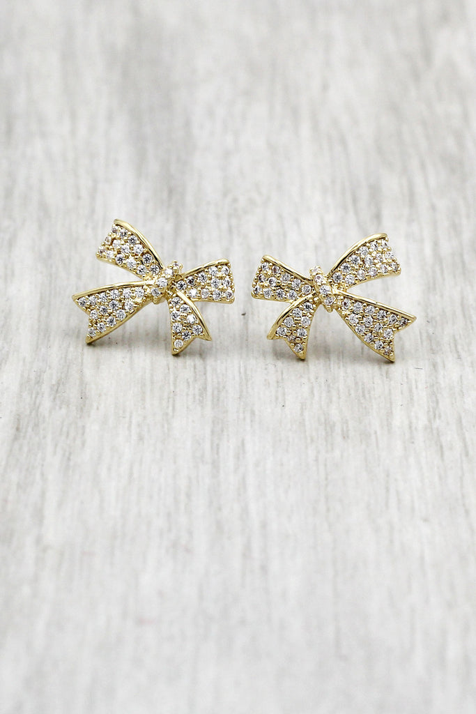 cute crystal bow earrings