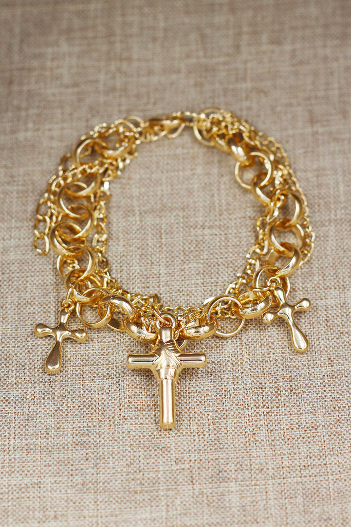 fashion small cross necklace bracelet set