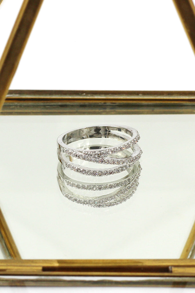 flashing micro crystal silver ring